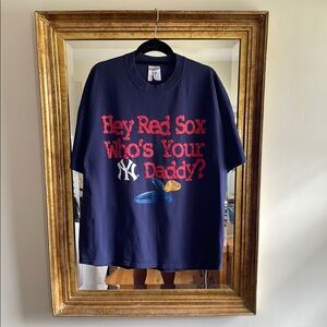 Navy Graphic Tee with Red Sox and Yankees Design